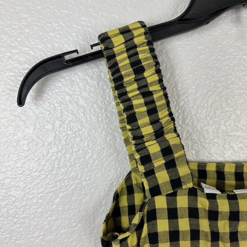 Asos Collusion Dress Size 0 Yellow Black Gingham Tiered Sleeveless Midi - Picture 8 of 14
